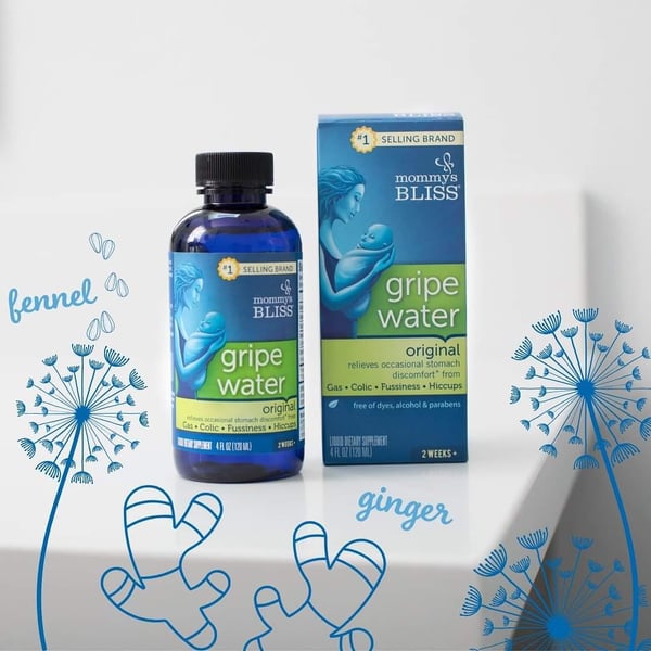 Mommy's Bliss Original Gripe Water for Baby's Tummy Trouble, Relieves Occasional Infant Stomach Discomfort from Gas, Colic, Fussiness, Teething