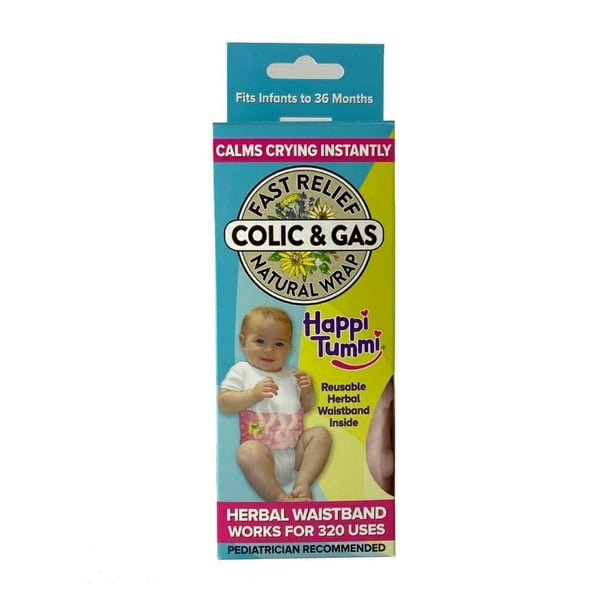 Happi Tummi Baby Gas Relief All Natural Belly Wrap Natural Herbal Aroma Therapy Relief For Infants and Babies with Colic, Gas,Upset Tummies - Pink