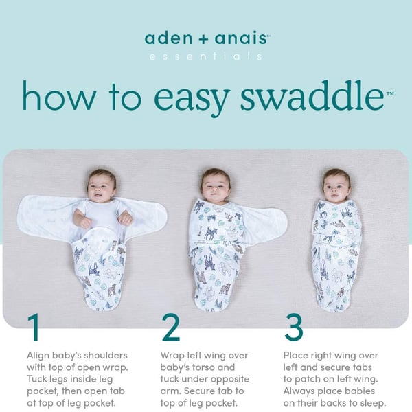 aden + anais Essentials Easy Wrap Swaddle, Cotton Knit Baby Wrap, Newborn Wearable Swaddle Sleep Sack, 3 Pack, Dino-Rama, Ages 0 to 3 months