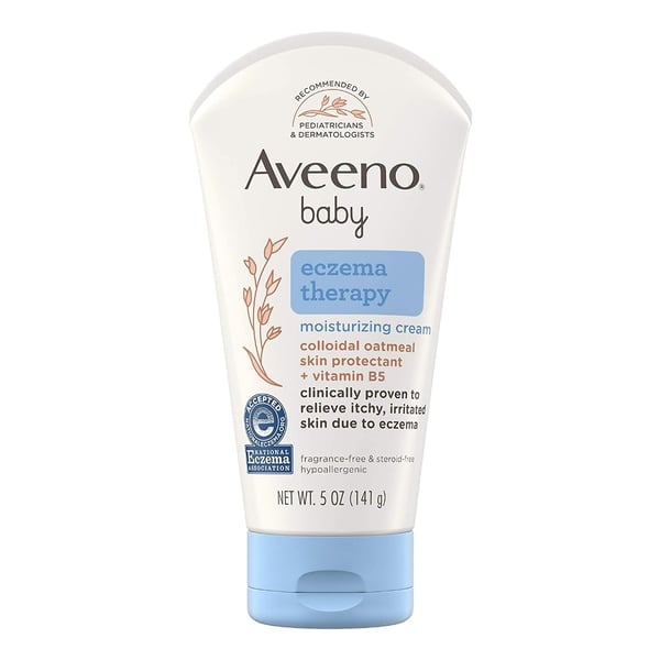 Aveeno Baby Eczema Therapy Moisturizing Cream, Natural Colloidal Oatmeal & Vitamin B5, Moisturizes & Relieves Dry, Itchy, Irritated Skin Due to Eczema, Paraben- & Steroid-Free, 5 oz - Size Small