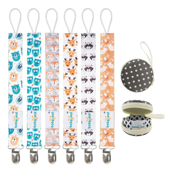 Babygoal Pacifier Clips, 6 Pack Pacifier Holder for Boys and Girls Fits Most Pacifier Styles &Teething Toys Pacifier Clips for Boys and Girls 6PBM01
