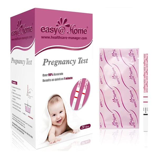 Easy@Home Pregnancy Test Strips Kit, Powered by Premom Ovulation Predictor iOS and Android APP, 20 HCG Tests