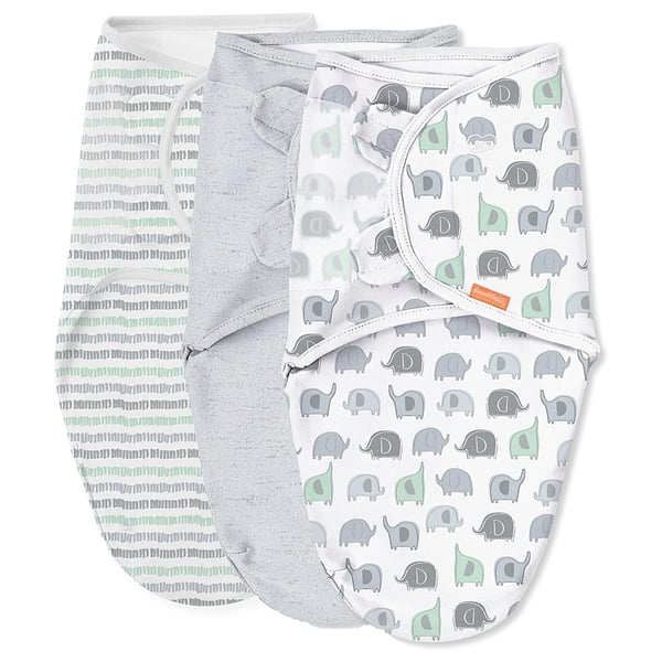 SwaddleMe Original Swaddle – Size Small/Medium, 0-3 Months, 3-Pack (Lil Elephants) Easy to Use Newborn Swaddle Wrap Keeps Baby Cozy and Secure and Helps Prevent Startle Reflex