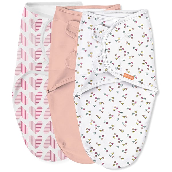 SwaddleMe Original Swaddle – Size Small/Medium, 0-3 Months, 3-Pack (Baby Hearts) Easy to Use Newborn Swaddle Wrap Keeps Baby Cozy and Secure and Helps Prevent Startle Reflex