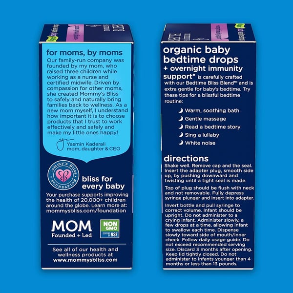 Mommy's Bliss Organic Baby Bedtime Drops + Overnight Immunity Support*, Promotes Restful Night, Melatonin Free, Age 4 Month+, 2 Fl Oz