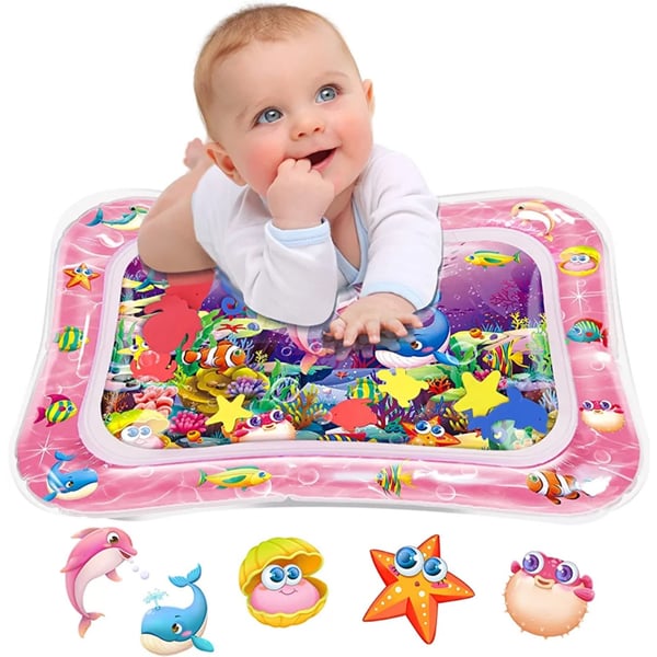 Infinno Tummy Time Water Mat for Babies, Baby Toys for 3 6 9 Months Girls and Boys Sensory Development - Pink