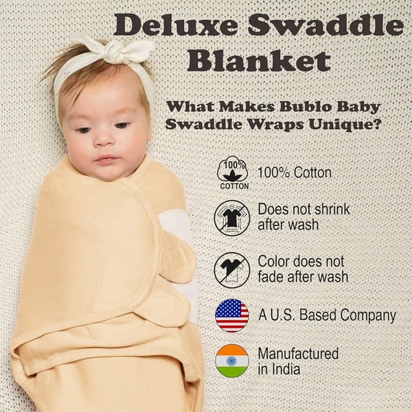Bublo Baby Swaddles for Newborns – 3-Pack Infant Swaddles 3-6 Months – Adjustable Swaddle Sleep Sack – Soft Organic Cotton Baby Wrap for Safe & Cozy Sleep (Pastel Banana-Pink)
