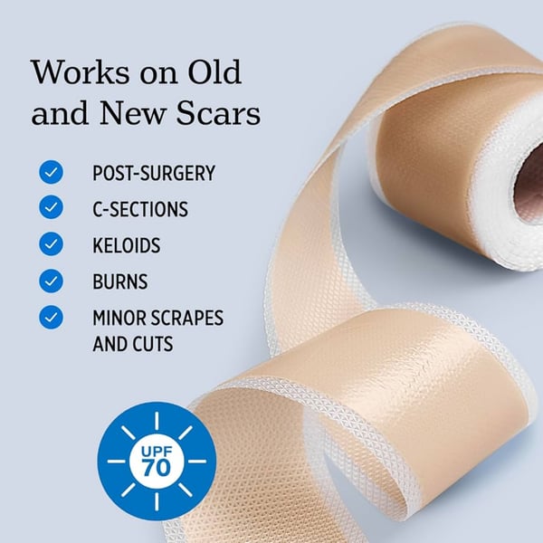 NUVADERMIS Silicone Scar Tape for Surgical Scars, 300 cm long 