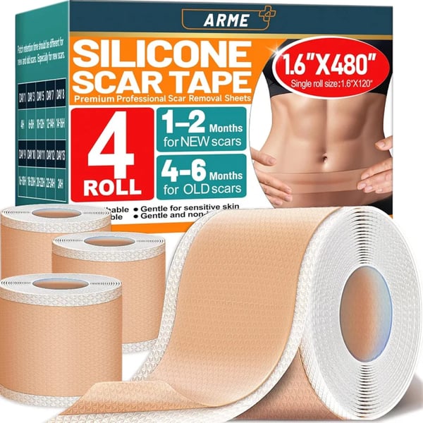 Arme Silicone Scar Tape, Silicone Scar Sheets (4 Rolls- 1.6