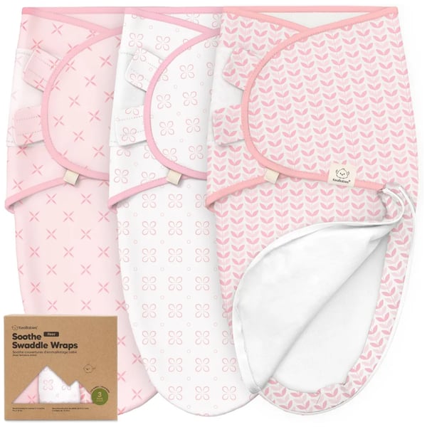 KeaBabies Newborn Swaddles with Zippers, 3pk Baby Swaddle (Blossom, 0-3M) Organic Cotton