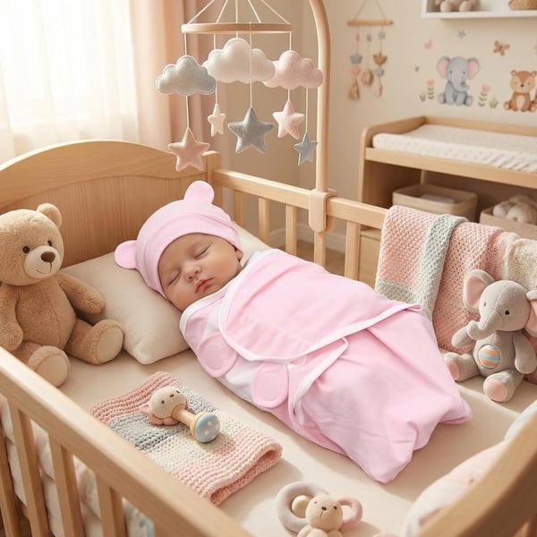 Ramede 6 Pack Baby Swaddle Blankets with Hats,Classic,Light Color