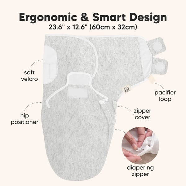 KeaBabies Newborn Swaddles with Zippers, 3pk Baby Swaddle (Aspire, 3-6M) Organic Cotton