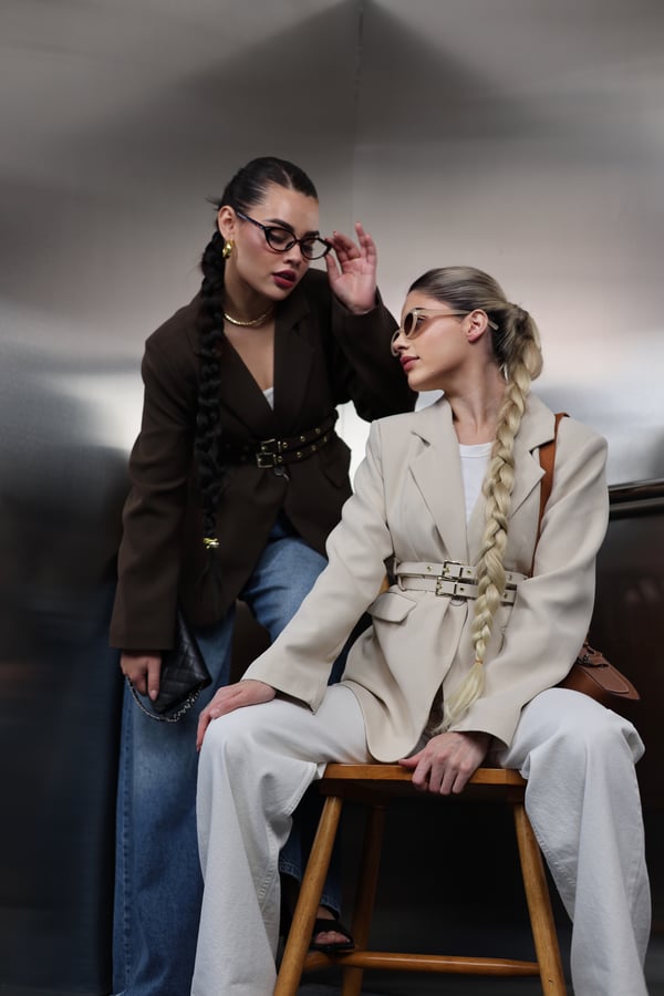 double belt blazer- بليزر