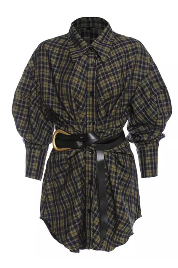 Plaid Belted Shirt
