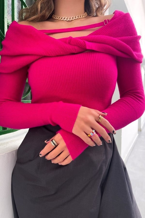 Pink Off Shoulder Sweater