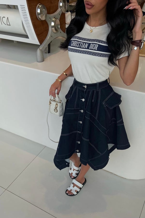 Denim Midi Skirt 