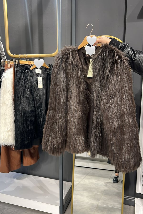 Set of Fake fur vs  trousers brown