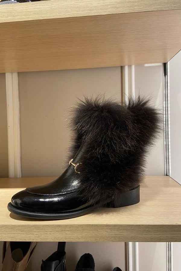 Black shoes with black fur