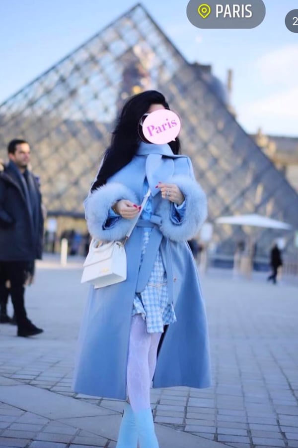Signature Baby blue cashmere and fox