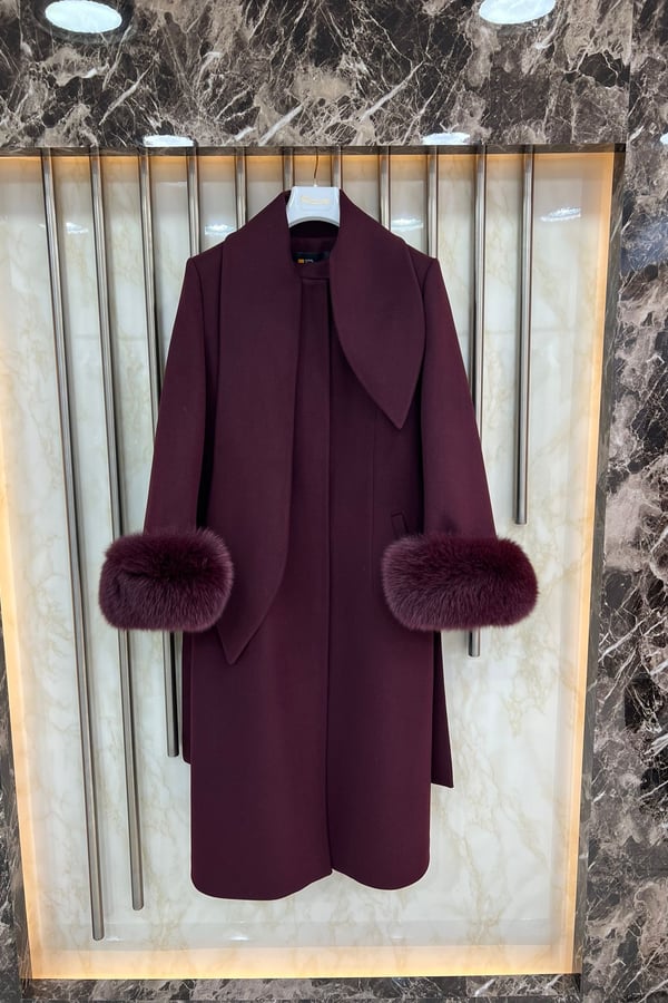 Signature burgundy fox fur
