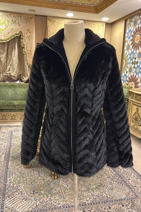 Black imported mink effect plush