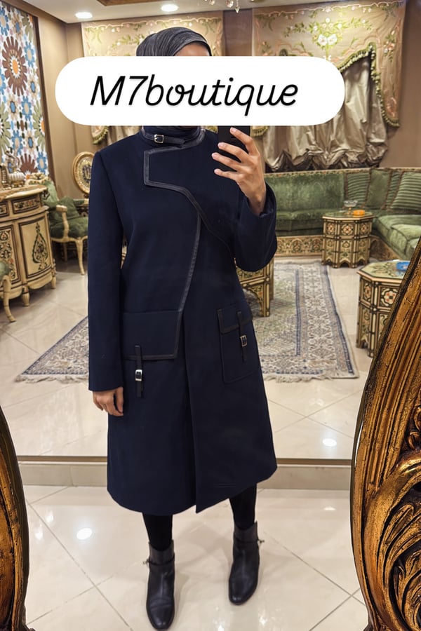 Cashmere and leather corner navy