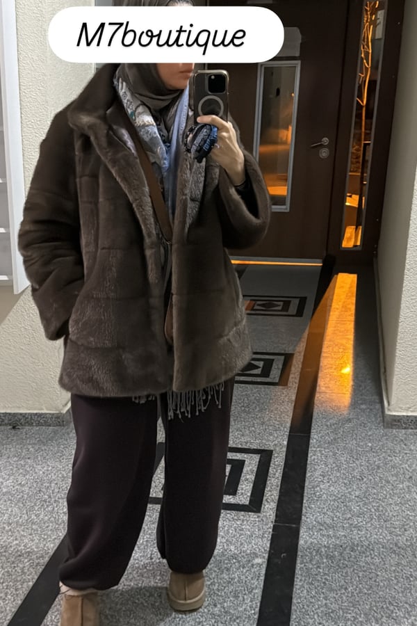 Brown fake mink style