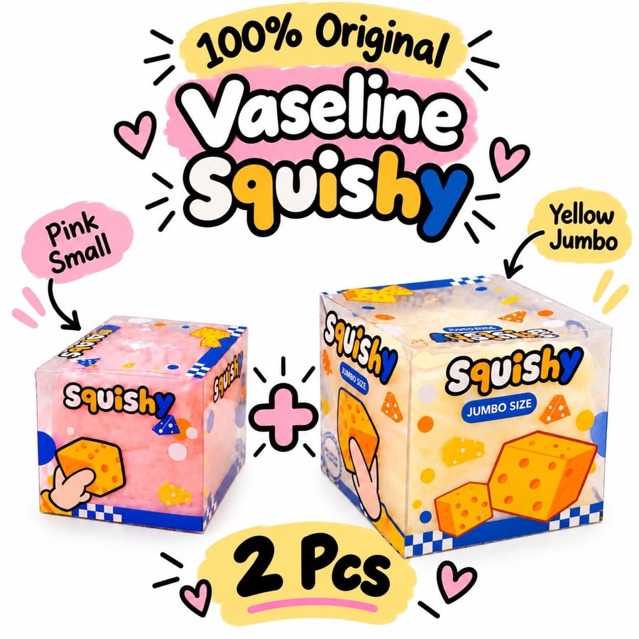 Original Cheese Vaseline Squishy Duo 2 pcs (Yellow Jumbo + pink Small)
