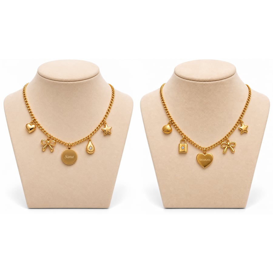 4 Charms Gold - Plated Necklace