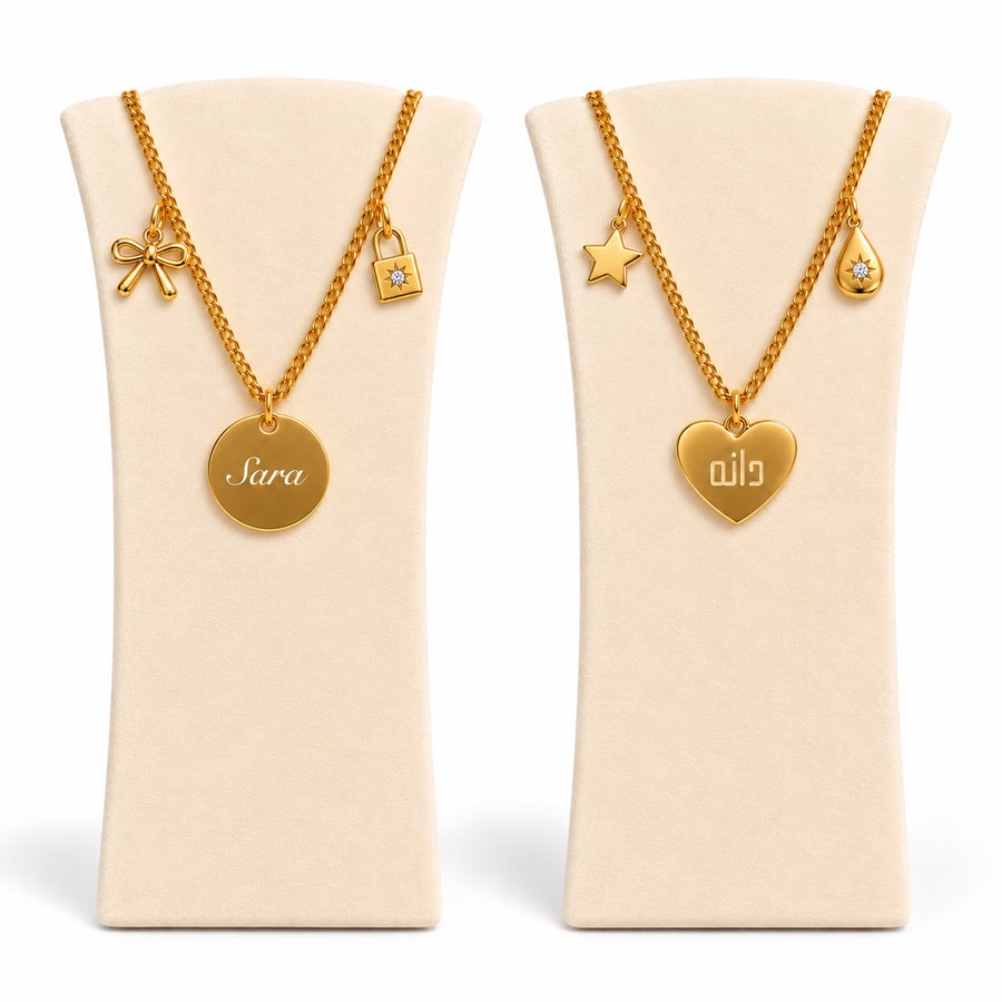 2 Charms Gold - Plated Necklace